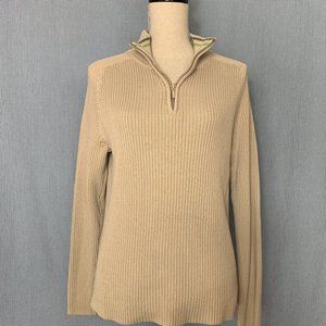 Men's Half Zip Ribbed Sweater / Men's Cotton Jumper / SMALL / 90's or early 00's